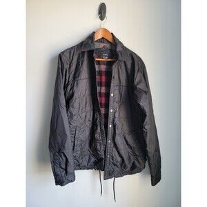 Dickies Mens Snap Front Windbreaker  Jacket Nylon Black Size M flannel Lined